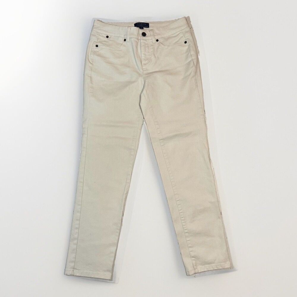 Talbots Simply Flattering Womens Ivory Cream Denim Pants. Ankle. Slimming Size 4